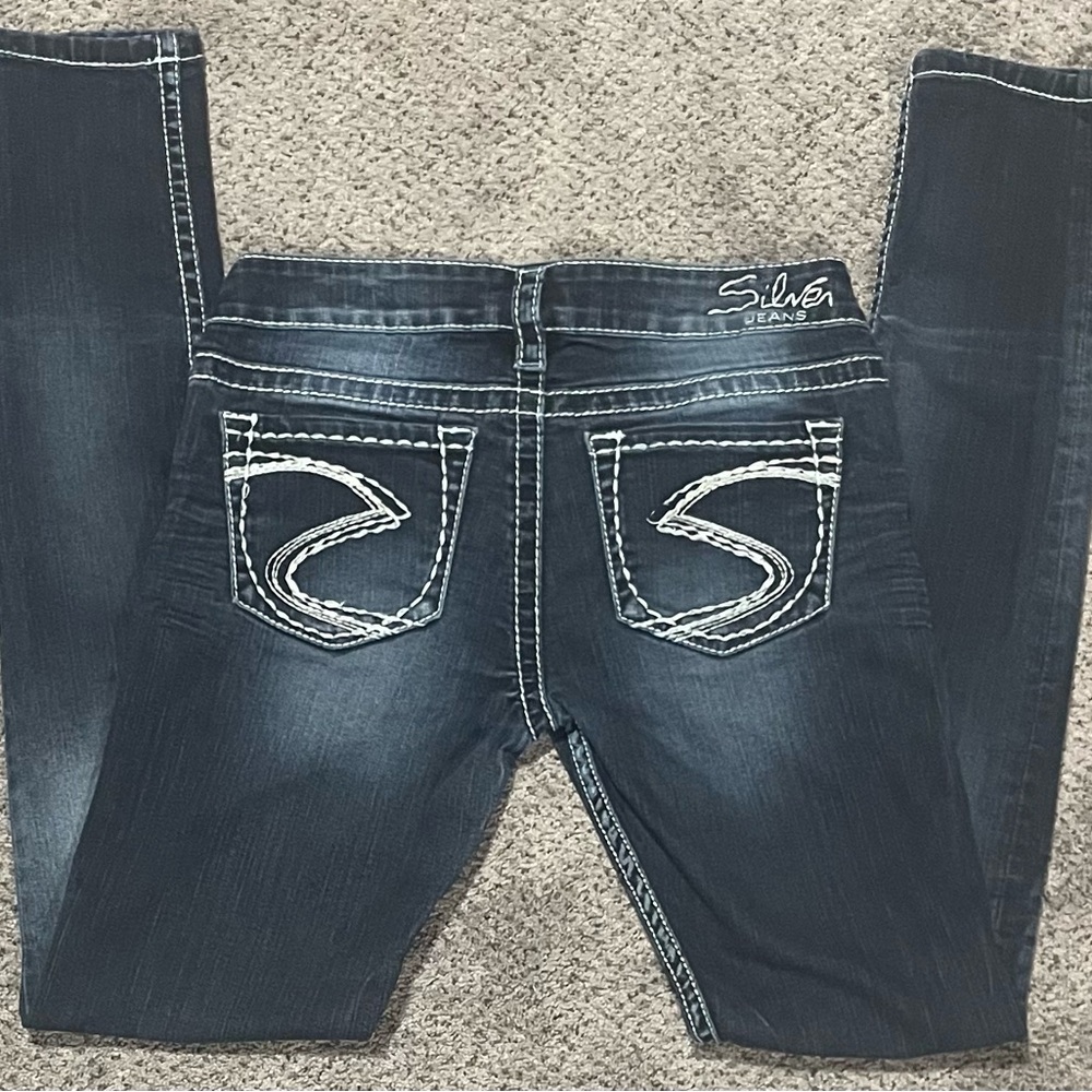 Silver Jeans Co Camden Dark Wash Skinny Jeans Size 28 Y2K Contrast Stitch